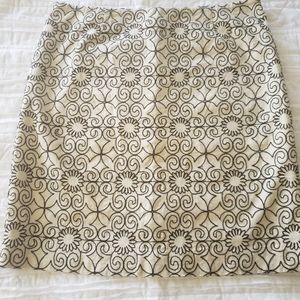 Bandalino Cream Skirt with Black Embroidery, size 6